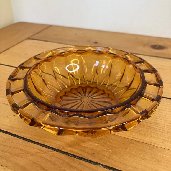 Amber Glass Candy Dish Vintage Small Trinket Bowl - Picture 1 of 4